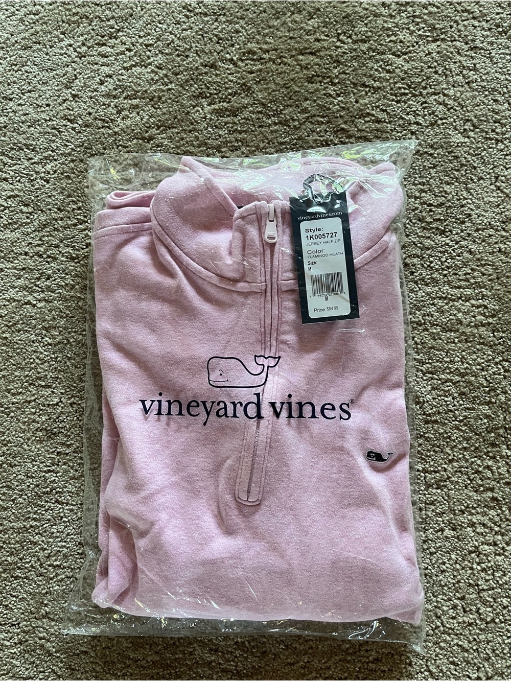 Vineyard Vines Light Pink Half-Zip Crew Sweatshirt